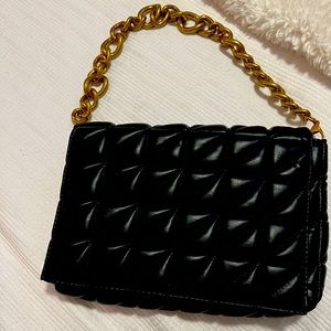 Zara black quilted clutch shoulder bag